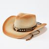 Summer Fashion Retro Western Style Cow Head Belt Accessories Straw Hat Men's Personality Panama Hat Women's Sun Protection Straw Hat