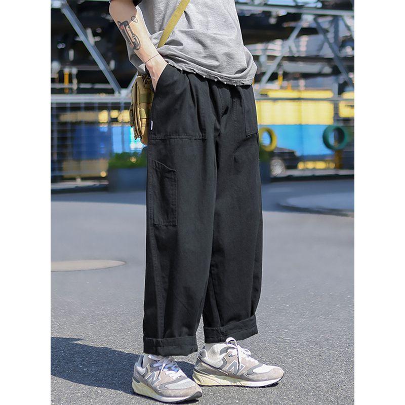 Khaki Japanese Cityboy Work Pants for Men, New Winter Loose Straight-Leg Wide-Leg Pants, Trendy Casual Pants