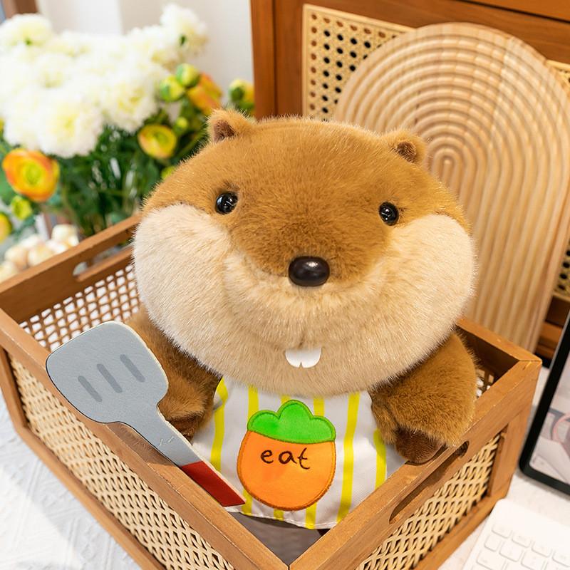Plush Marmot Toy With Short Pile Fabric For Kids Sleep Pillow Companion