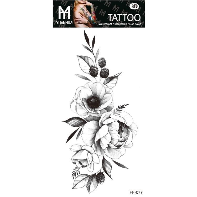 Plain Flower Bohemian Blue Rose Mermaid Waterproof Tattoo Sticker Simulation Water Transfer Sample Sticker
