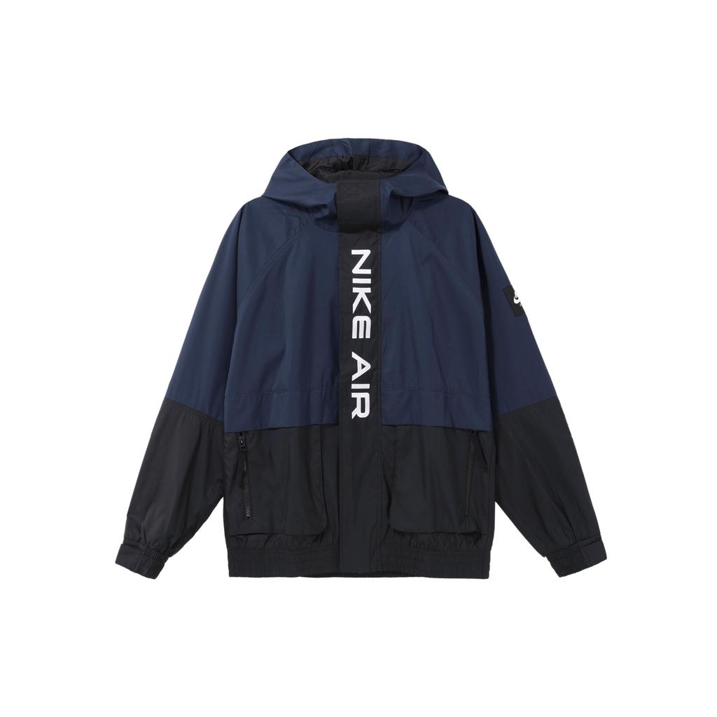 Nike Air Spliced Contrast Print Hooded Sports Jacket Men Outerwear Navy-Blue DA0272-410