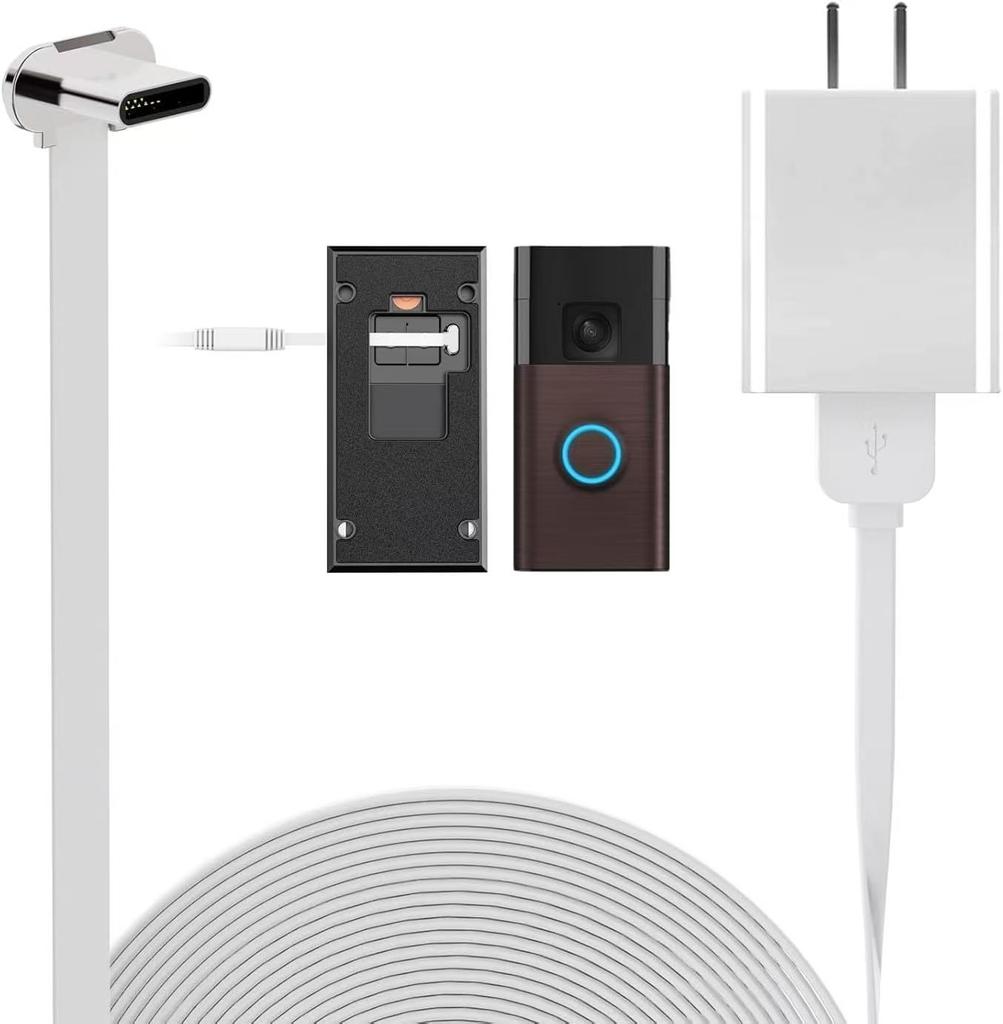 Ultra-thin Ultra-flat Power Extension Cable with App Control 4-Meter Length for Ring Doorbell Charging