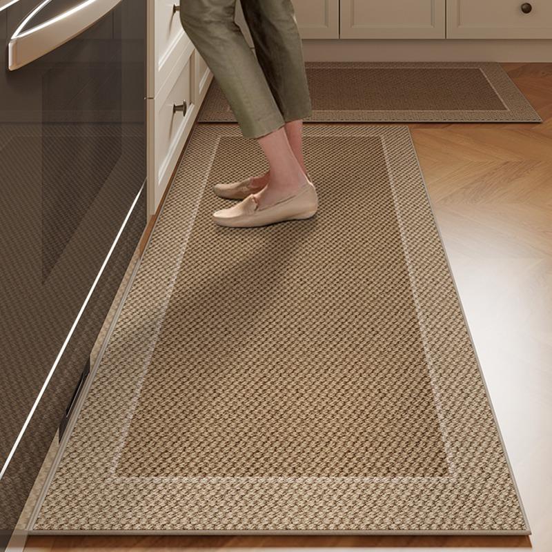 Mat For Kitchen Runner Rug Set Water-Absorbing Non-Slip Floor Mats Long Carpet Brown Imitation Linen Home Decoration Rugs