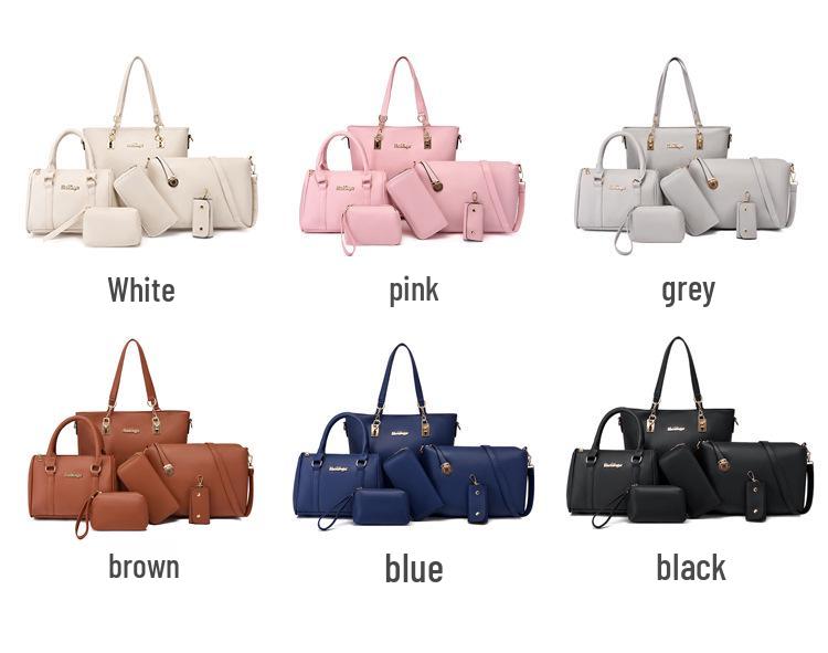 2023 Women's European & American Fashion Six-Piece Mother-Child Handbag Set: Large Capacity Shoulder & Crossbody Bag