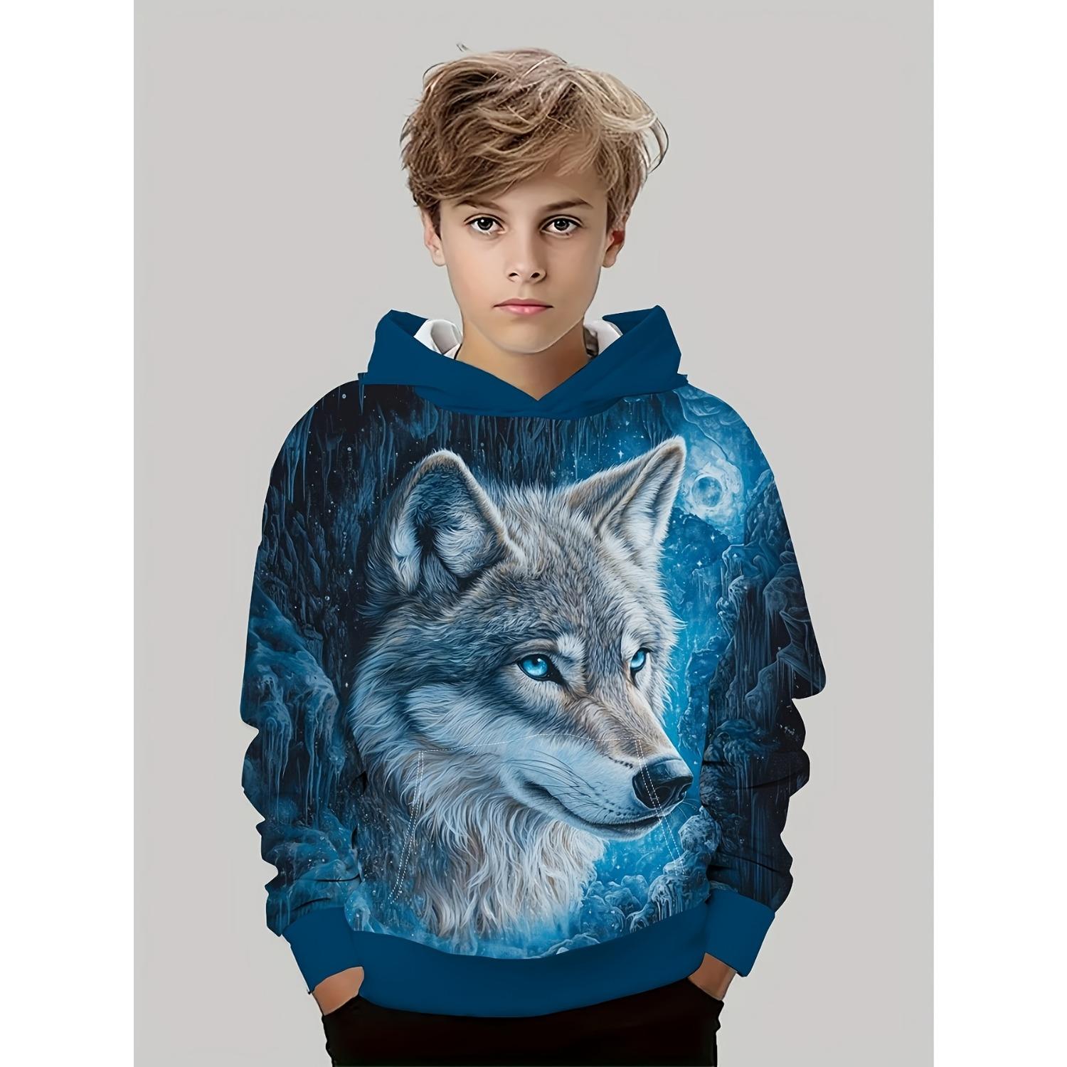 

New 3D printed hooded sweatshirt, fashionable long sleeved hooded sweatshirt, comfortable pullover for boys and girls, children s hoodie 13-14Y