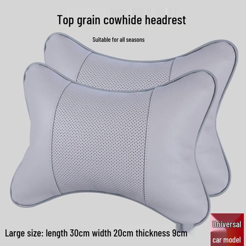 

Genuine Leather Car Neck & Back Support Pillow - Universal Four Seasons Headrest Firm