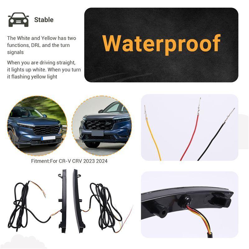 Powerful 2PCS LED Daytime Running Light For Honda CR-V CRV  2024 Dynamic Turn Signal Waterproof Car 12V LED DRL Lamp