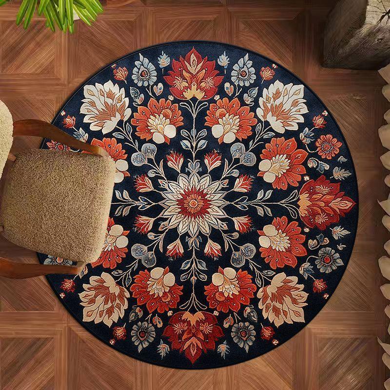 Wohnzimmer Runder Teppich Vintage Sofa Couchtisch Matte Schlafzimmer Arbeitszimmer Bodenmatte Haushalt Schmutzabweisend