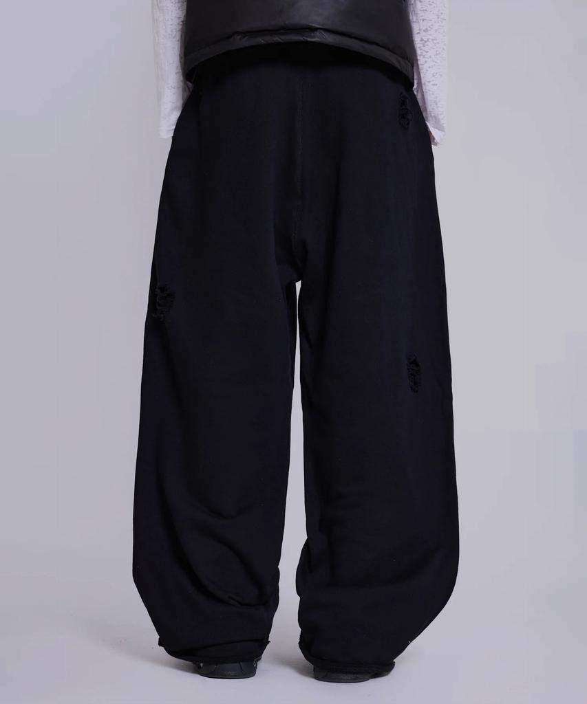 Jeidideuleondeon (U) Black Check Backed Distressed Monster Jogger Black
