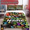 3pcs Duvet Cover Set (1*Duvet Cover + 2*Pillowcase, Without Core), Custom Name Plants Vs. Zombies Pattern Bedding Set, Home Bedroom Decor Gift