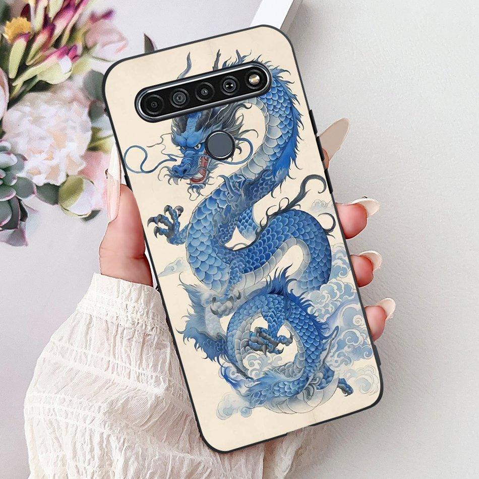 For LG K41S K51S 2020 Elegant Floral Cat Printed Phone Case For LG K41S K51S LM-K410 LM-K510 Black Silicone Soft Cases