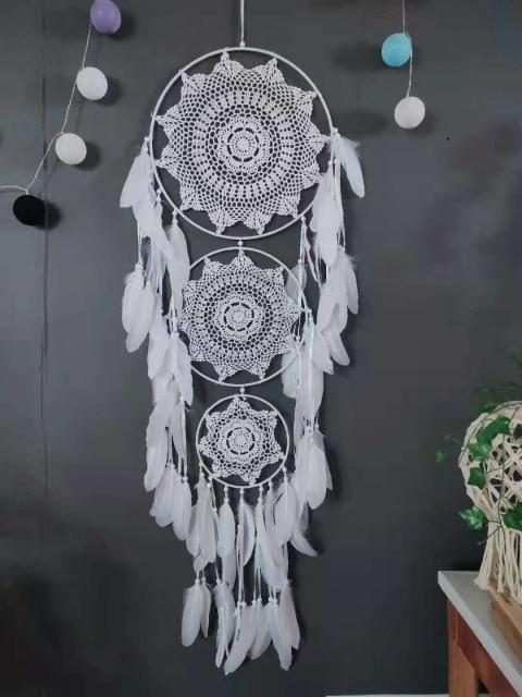 3 Rings Meter Circle Large Bohemian Boho Style Natural Feather Material Dream Catcher Wall Hanging Decor DIY Room Decor