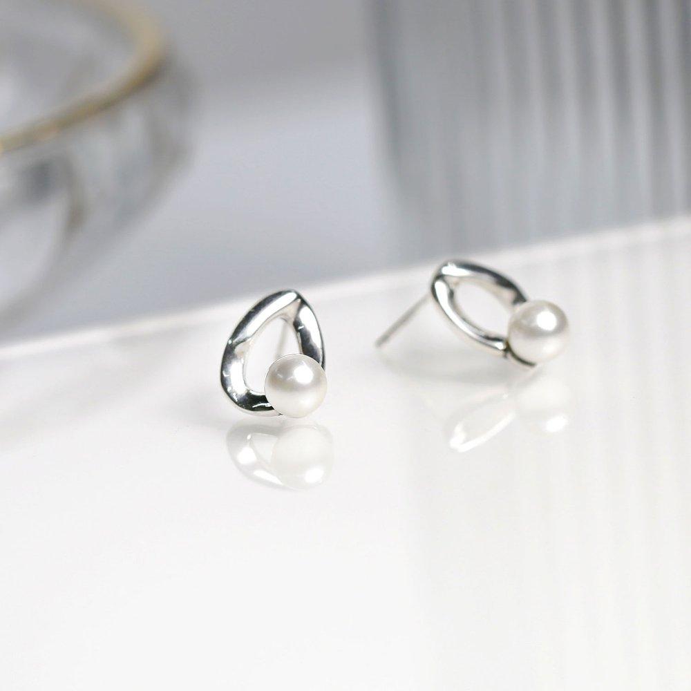 Silver 925 Pearl Simple Earrings