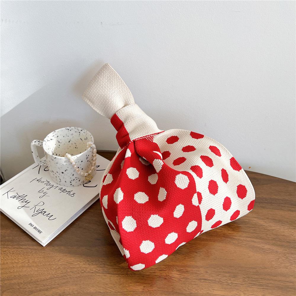 Colorful Polka Dot Knitted Handbag for Women - Versatile, Trendy, and Casual for Any Season