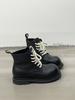 2025 new leather platform Martin boots women's versatile casual short boots heightened lace-up single shoes trendy and comfortable