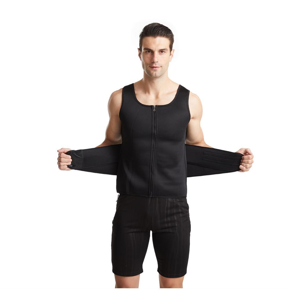 Men's Tummy Tuck Vest Double-Breasted Bodysuit Shapewear Hide Beer Belly Tight Sports Corset for Warm-Up