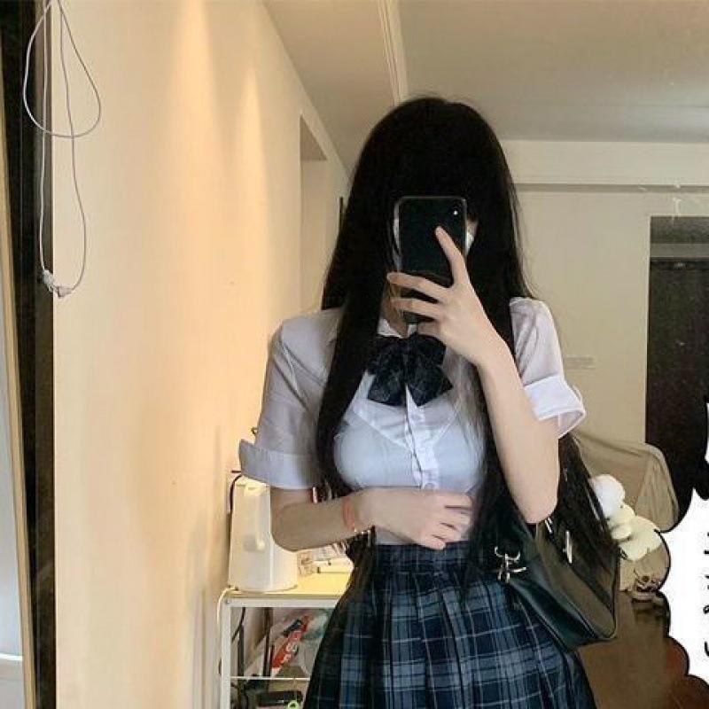 Női Karcsúsított Hosszú Ujjú Fehér JK Egyenruha Ing, Főiskolai Stílus Tavaszra/Nyárra