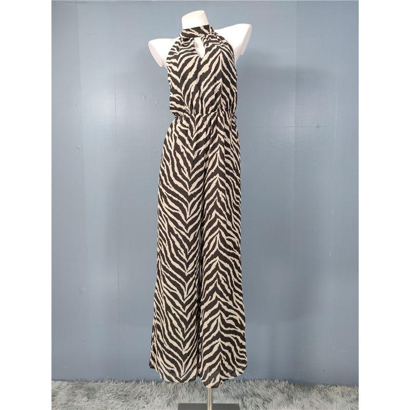 

Экспорт Летняя Новинка Мода Взрослая Леди как Женщина Высокая Стройная На вид Принт Зебры Без рукавов Шифон На шнуровке Приталенный Пояс Комбинезон Figure Color XL/14