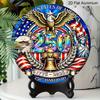 2D Flat Retro Round Aluminum Wall Hanging, 250th Independence Day Lettering Design, Indoor Outdoor Wall Decor, Commemorative Home Gift