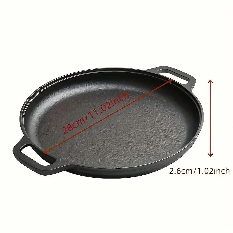 

Uncoated Cast Iron Frying Pan Non Stick Multi Purpose Griddle For Pancakes Pizza Baking Stove Top Cooking Tool Anti Oil Spill 28cm чорний