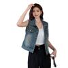 European Style Soft Denim Ribbon Vest Top for Women
