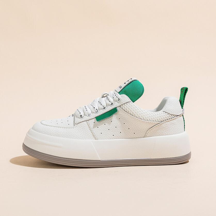 2024 Spring New Shoes Fashion Small White Shoes Genuine Leather Thick Sole Fashion Shoes Women's Sports and Casual Board Shoes