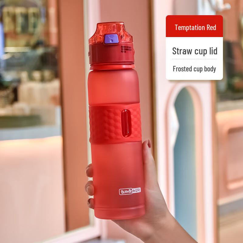 BEANBEANLOVE Frosted Sports Water Bottle with Straw