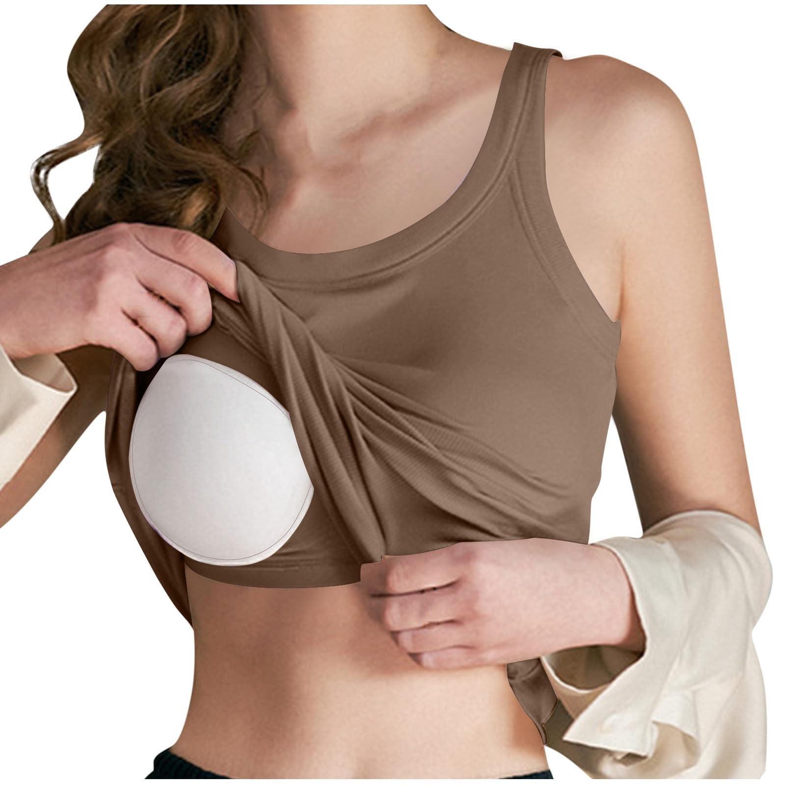 

Женский однотонный короткий топ без рукавов с круглым вырезом и жилетом с подушкой на груди XL