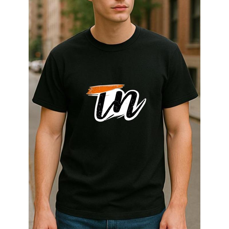 

European Size Fashionable Letter Prints Men S T-Shirt | Suitable for Outdoor Sports and Weekend Casual Wear, Crew Neck, Regular Fit, All-season 4XL