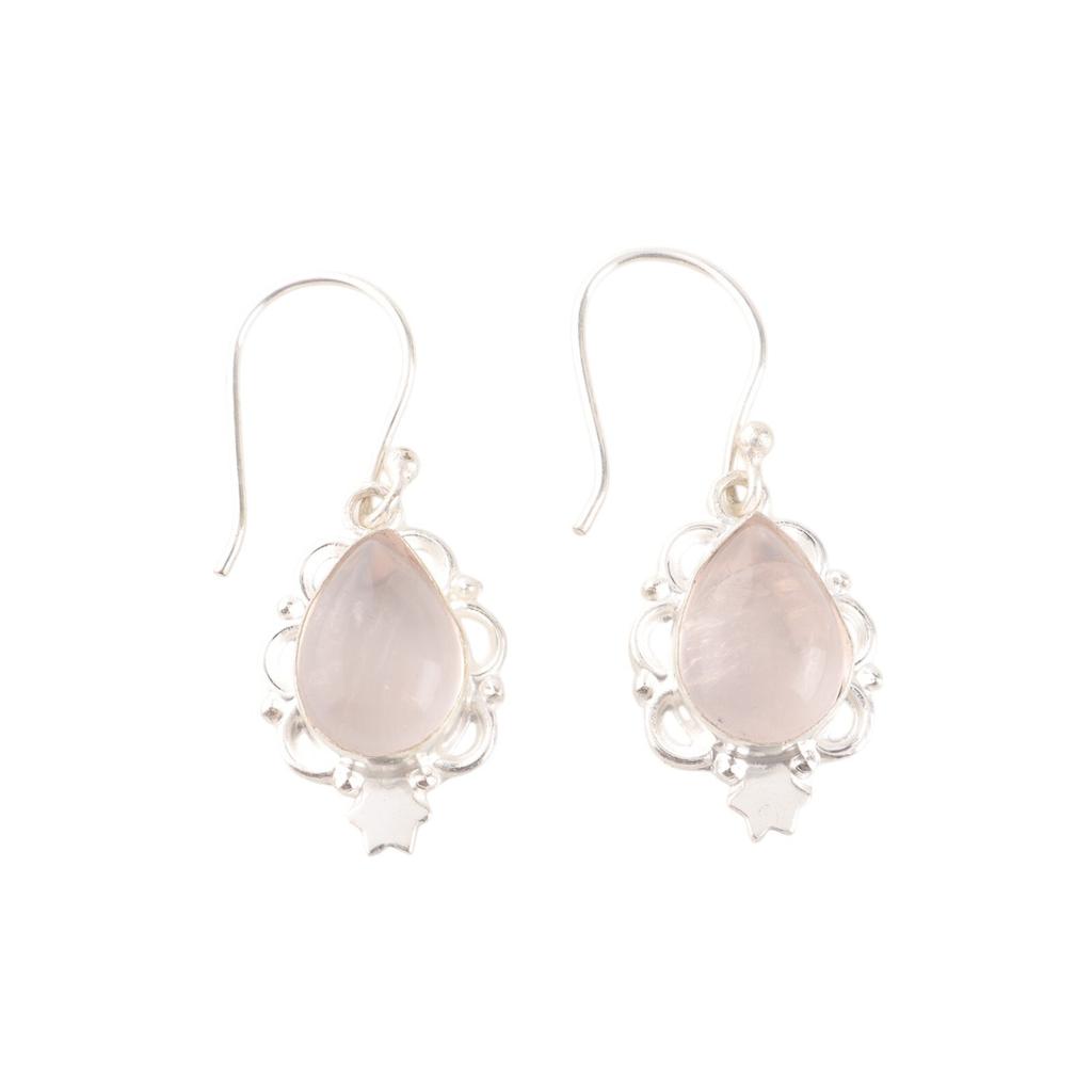 Rose Quartz Gemstone 925 Sterling Silver Earrings Handmade Jewelry Wedding Gift EE-163-35