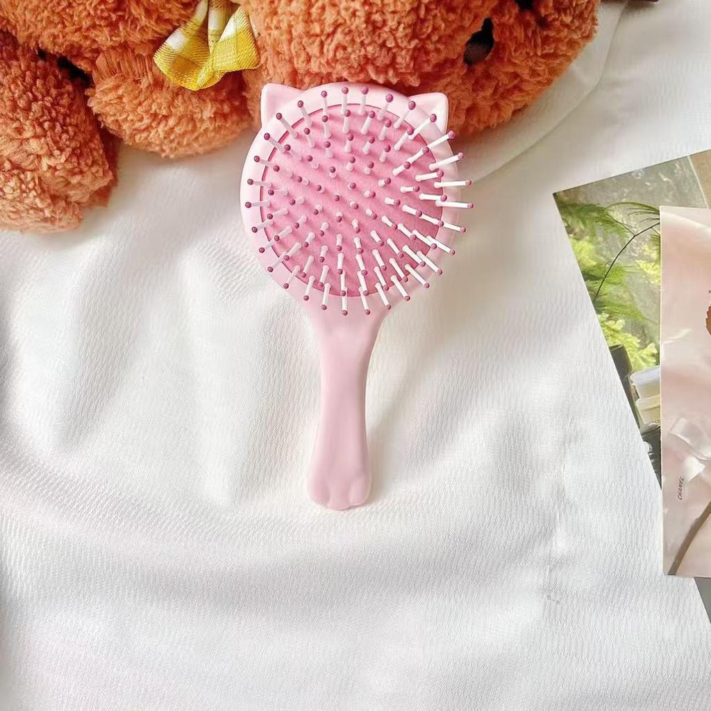 Cute Cat Paw Handheld Cushion Comb & Mirror - Portable Scalp Massage Brush