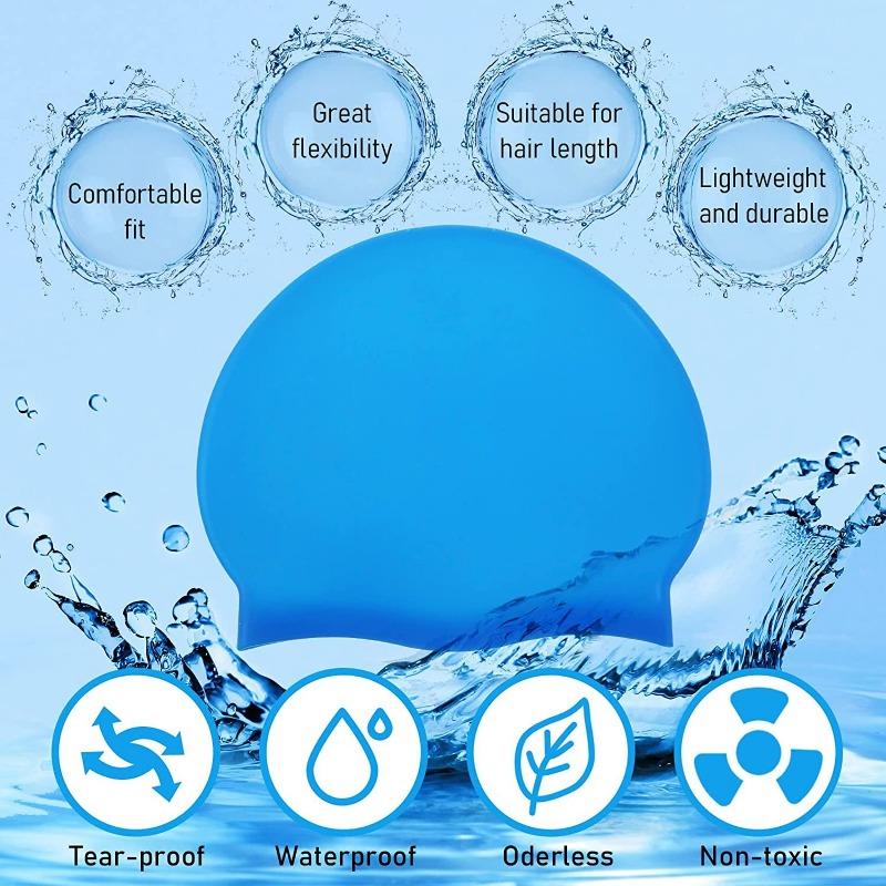 Șapcă de înot silicon pentru femei și bărbați, impermeabilă, de dimensiuni mari, colorată, pentru adulți, cu păr lung, sport, cu elasticitate ridicată, pentru adulți, pălărie pentru piscină