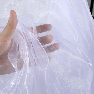Tessuto Organza Cristallo Luce Acqua Lucido Al Metro per Vestiti Abiti da Sposa Abbigliamento Bambini Stoffa da Cucito Liscio Bianco