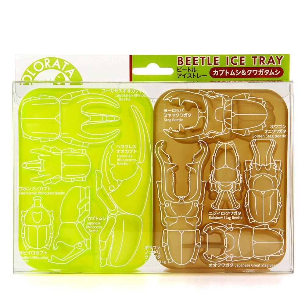 Carolata Rhinoceros Beetle Stag Beetle Silicone Ice Tray Chocolate Mold for Baking Insect Craft & (Brown/Green) (Microwave/Dishwasher Safe) (Heat