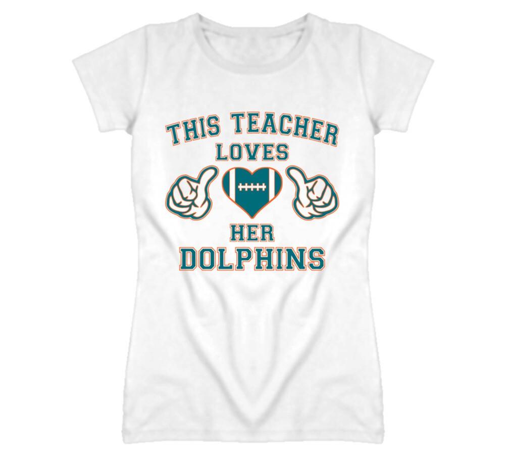 

This Teach Loves Her Dolphins Football Heart T Shirt 4XL
