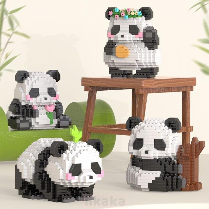 Cute Panda Construction Blocks Diy Blocks Micro Blocks Creative Panda Animal Toys Diamond Blocks Toys For Kids Young Boys Girls Gifts