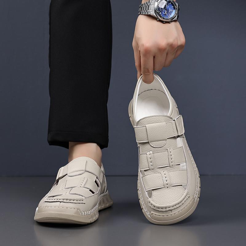 Fashion Beach Vacation Soft Sole Men Sandal New Summer Men Comfort Sandals Hollow Out Breathable Flats Leather Casual for Walking Shoes