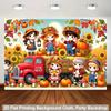 2D Plane 1 Scene of Children Playing Joyfully Under a Harvest Red Truck Suitable for Family Parties Weddings and Birthdays