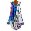 Casual Summer Women Round Neck Sleeveless Sunflower Print Loose Irregular Dress