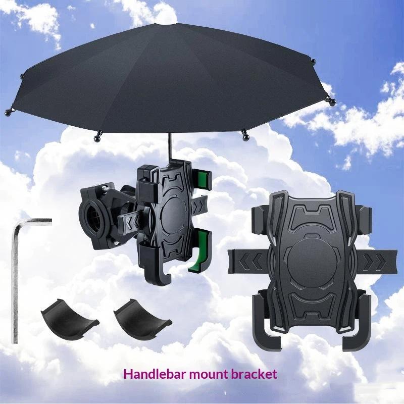 Motorcycle Phone Holder Umbrella Thickened Waterproof Uv Protection For Outdoor Riding Ebikes Scooters
