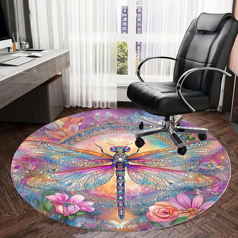 1pc Office Carpet Chair Mats Dragonfly Mandala Artwork Perfect for Decorating Office Chairss, Or Bedrooms.YDT586
