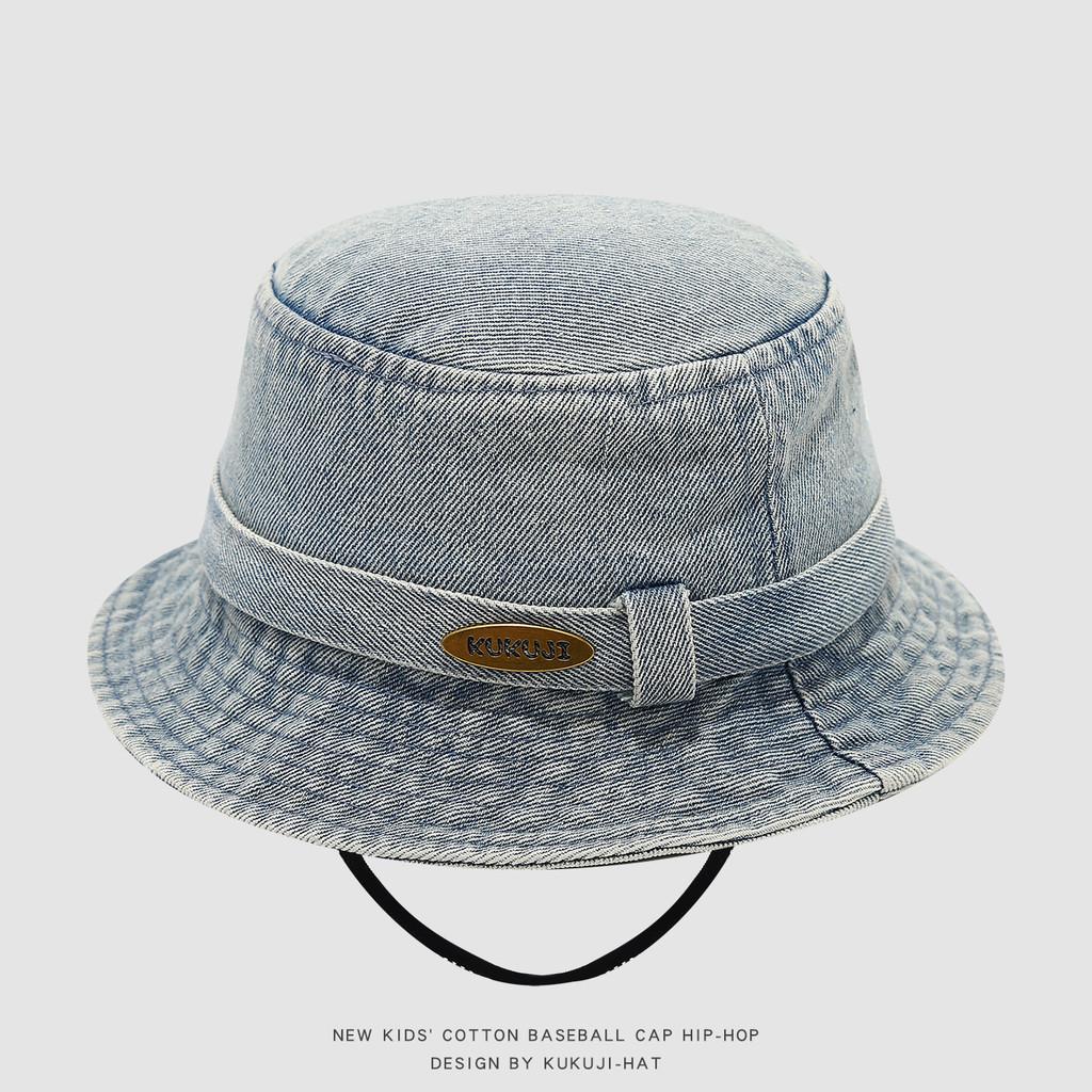 Cartoon Bear Denim Childrens Fisherman Cap With Windproof Design Perfect For Summer Outings