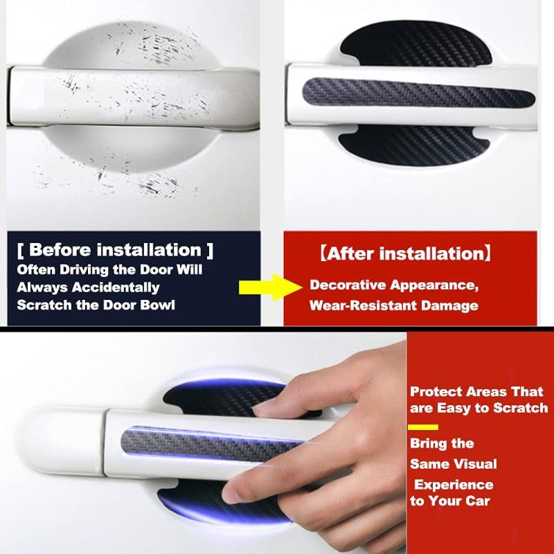 2-14Pcs Carbon Fiber Car Door Handle Bowl Scratch Protective Stickers Car Door Handle Rearview Mirror Protector Auto Accessories