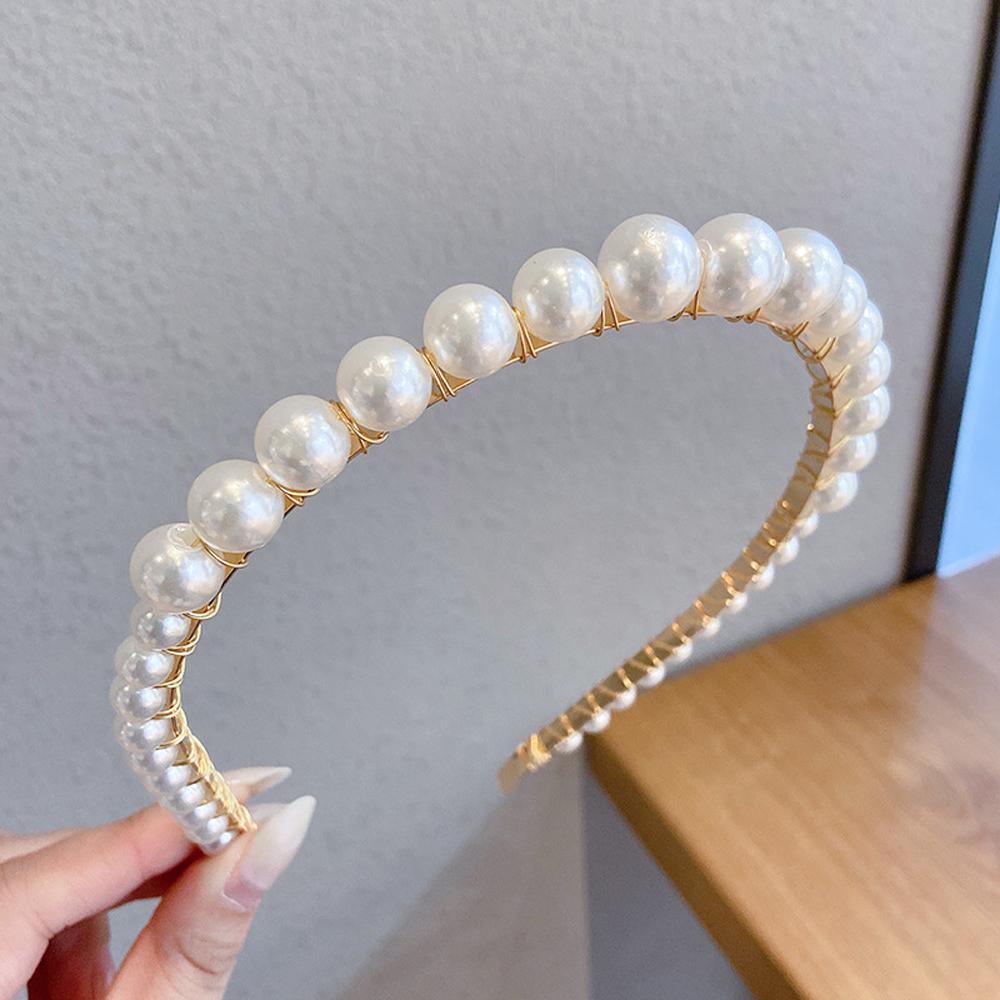 Girls Woman Flower Beaded Korean style Headwear Hair Band Pearl Headband Hair Accessories Hair Hoop