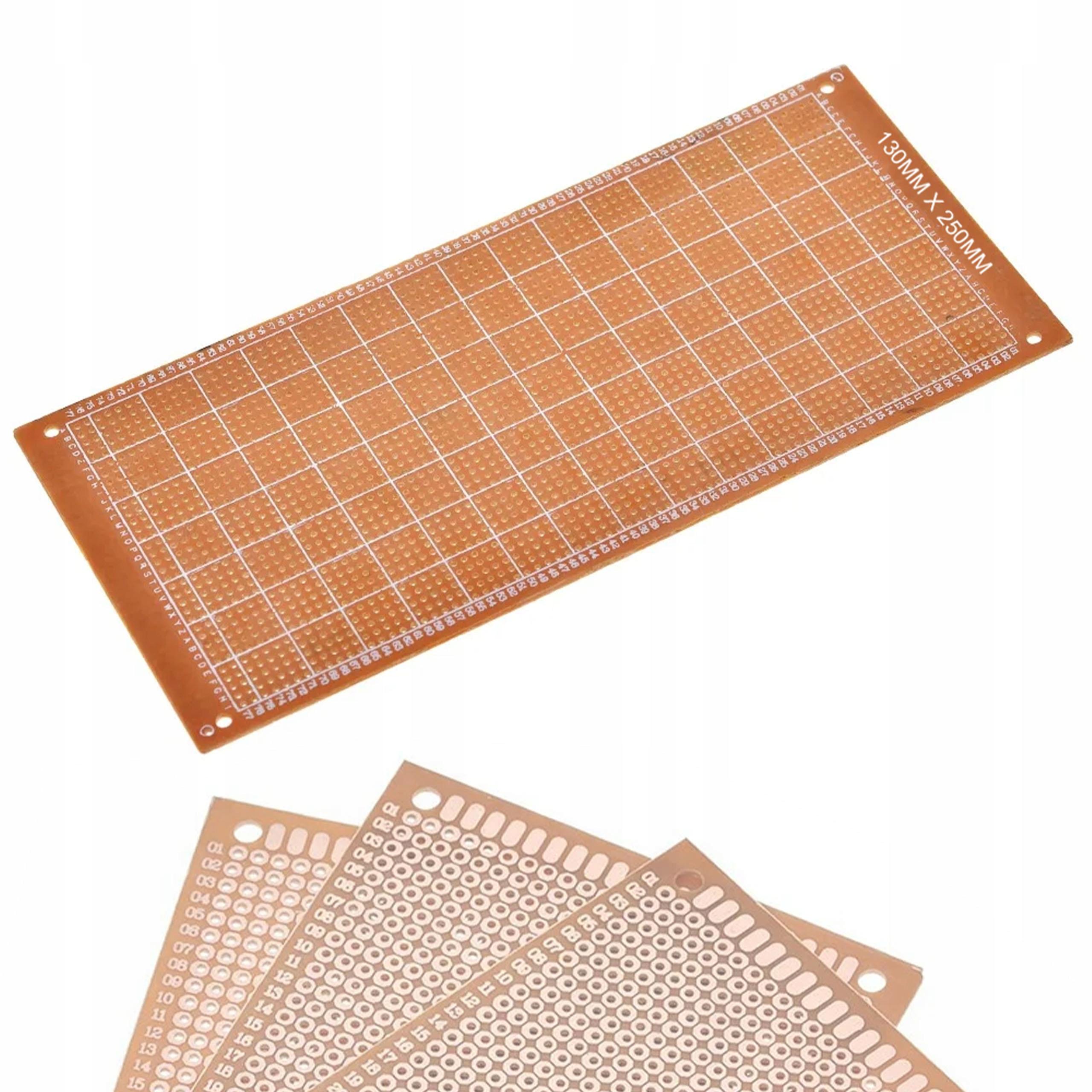 

Rosfix Płytka Prototypowa Jednostronna 130 x 250 mm – Do Budowy Układów THT | Raster Otworów 2,54 mm | 4 Otwory Montażowe