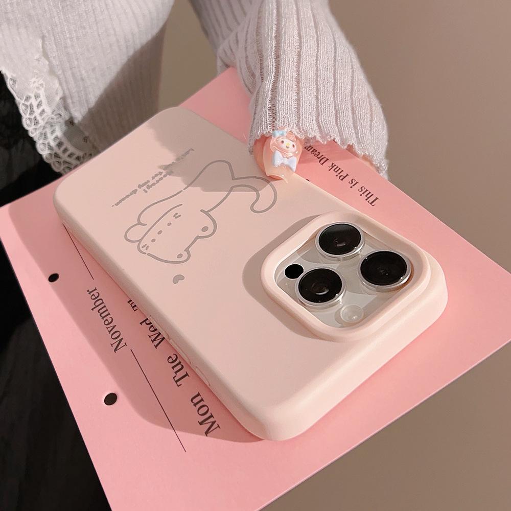 Simple Ins Cat Puppy Suitable for Iphone14pro Max Mobile Phone Case Soft Glutinous Cartoon 15 Apple 16 Silicone