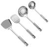 Stainless Steel Cookware: Nine Bead Spatula & Spoon Set - Includes Frying Spatula, Slotted Spoon, Rice Spoon, and Stir-fry Spatula.