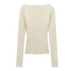 Basic Straight-leg Silm off-Neck Long Sleeves Rib Sweater
