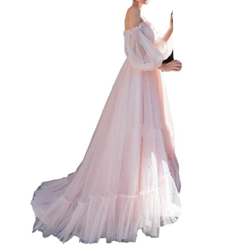 Summer New Women's Fashion Tube Top Dress Mesh Sexy Pendulum Wedding Dress Evening Dress