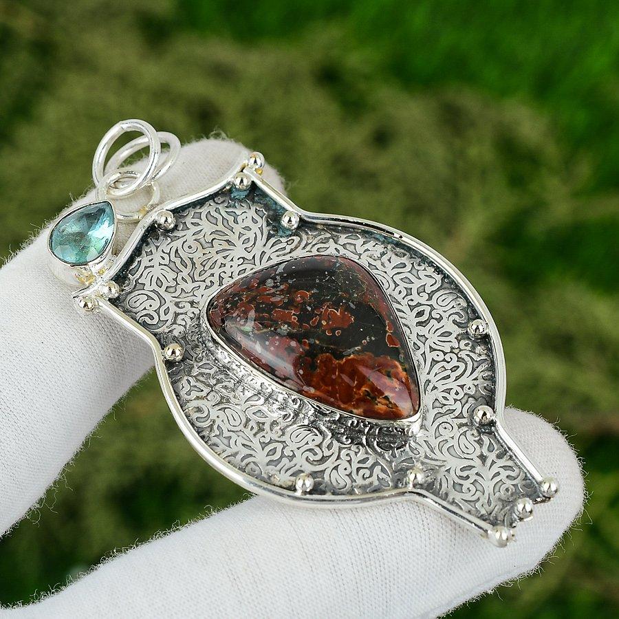 

Black Sea Sediment Gemstone Swiss Blue Topaz New Pendant Jewelry Sterling Silver